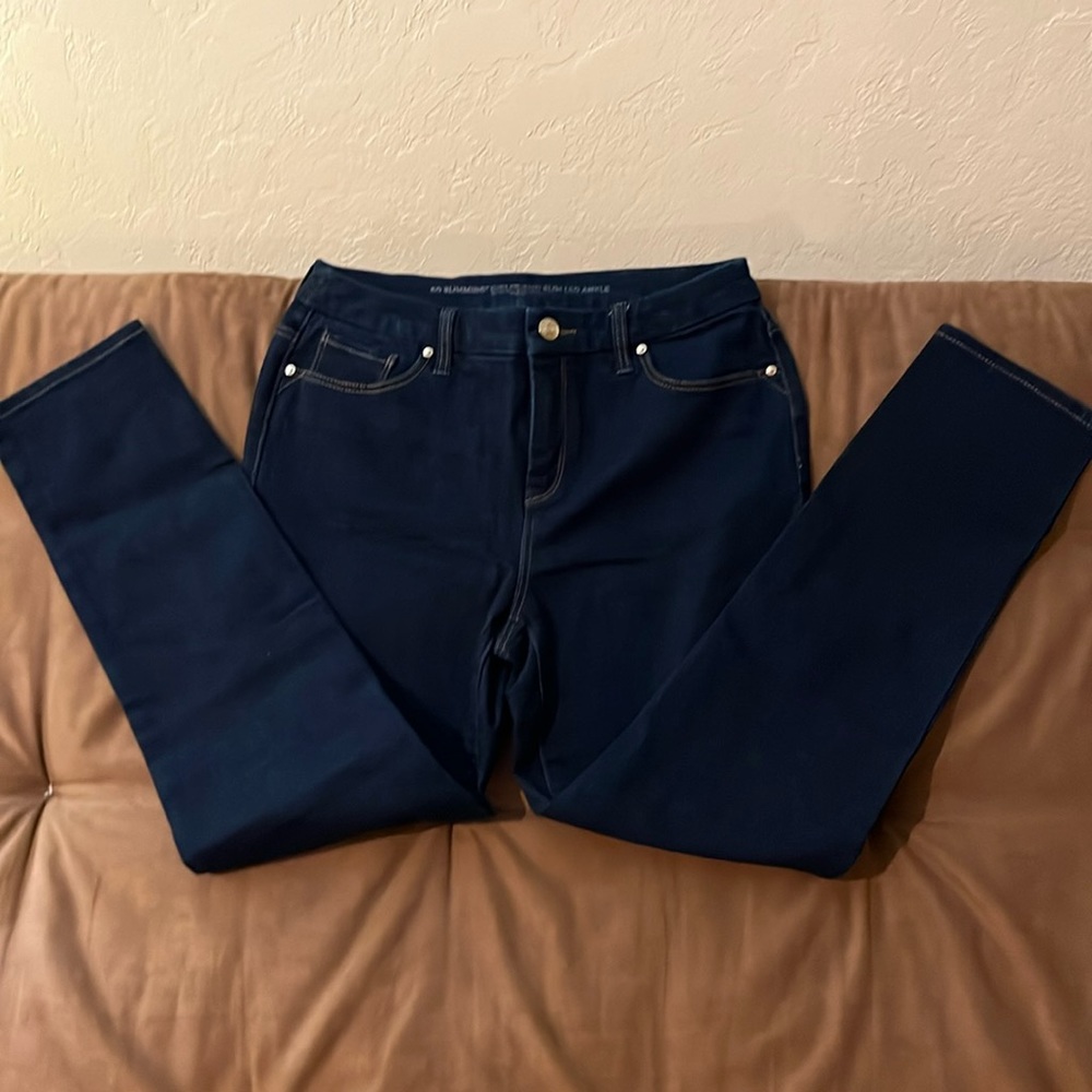EUC Chicos Plain Pocket Dark Wash Girlfriend Ankle Jeans sz 4R/0R